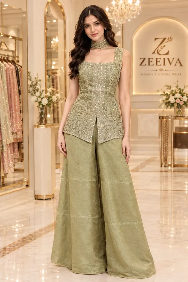 Sage_Green_Embroidered_Peplum_Kurta_Set_for_Women