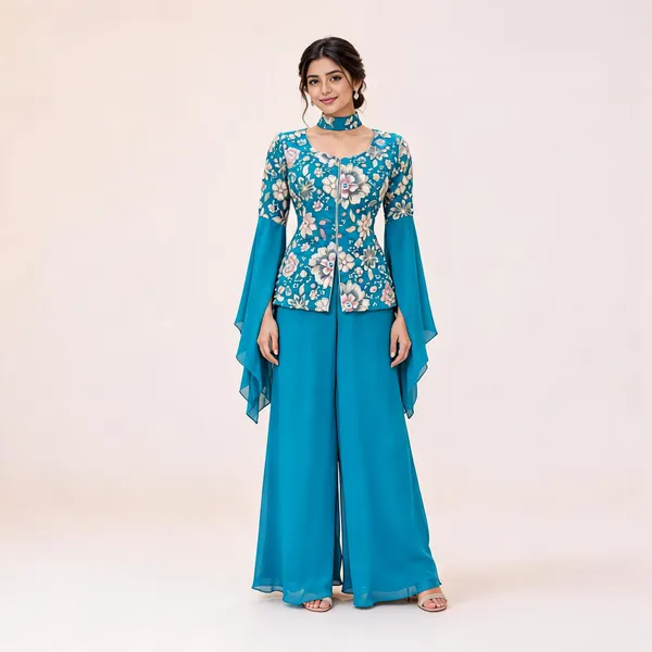 Blue_Georgette_Kurta_Set_For_Women