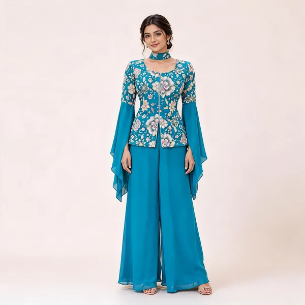 Blue_Georgette_Kurta_Set_For_Women