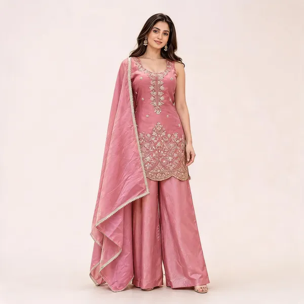 Pink_Fendi_Kurta_Set_With_Palazzo_For_Women