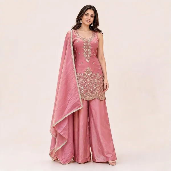 Pink_Fendi_Kurta_Set_With_Palazzo_For_Women
