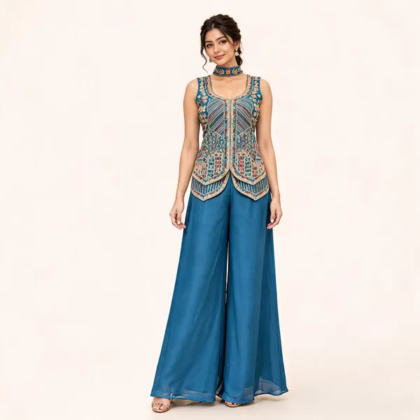 Blue_Star_Georgette_Palazzo_Set_For_Women