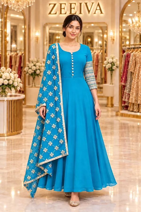 Blue_Embroidered_Anarkali_Suit_Set_for_Women