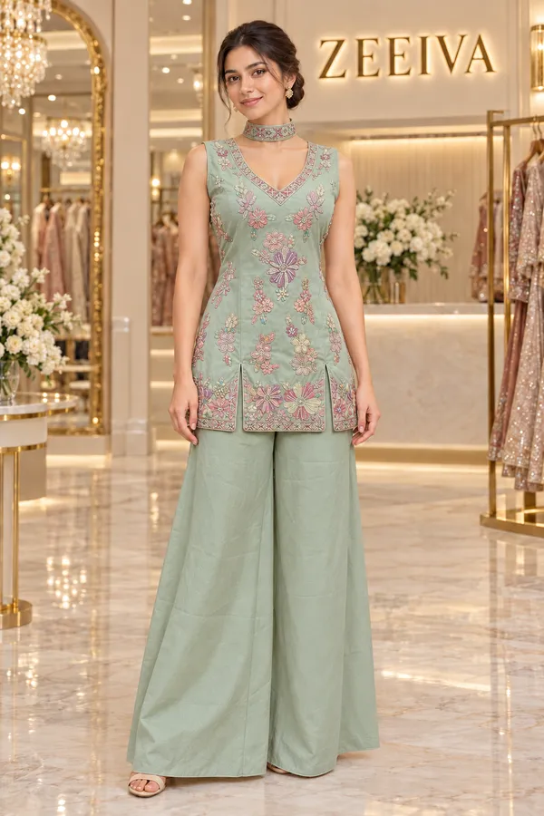Mint_Green_Embroidered_Sleeveless_Kurta_Set_for_Women