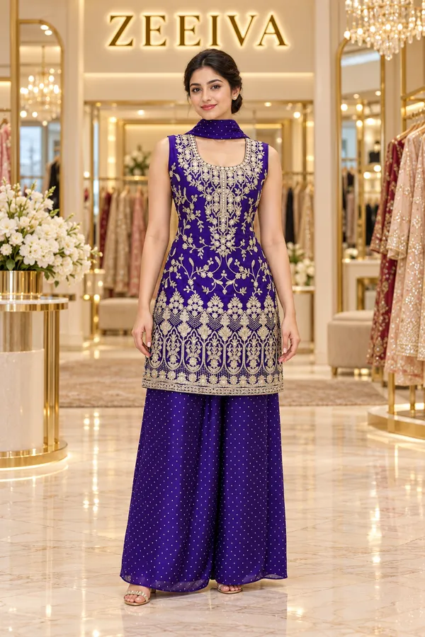 Purple_Embroidered_Sleeveless_Kurta_Set_For_Women