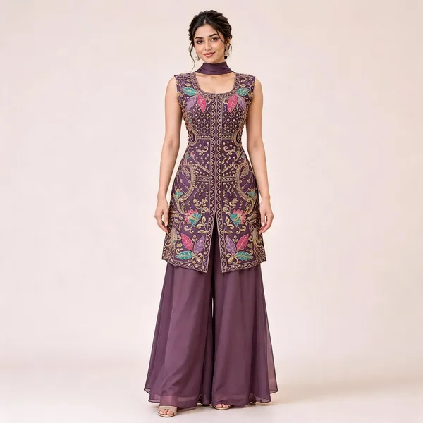 Purple_Star_Georgette_Kurta_Palazzo_Suit_Set_For_Women