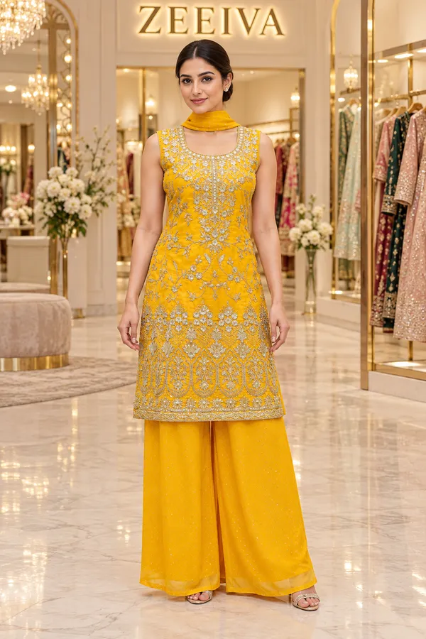 Yellow_Embroidered_Kurta_Palazzo_Set_For_Women