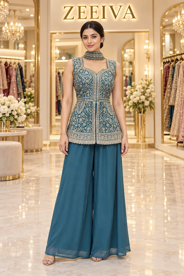 Teal_Embroidered_Palazzo_Suit_Set_for_Women