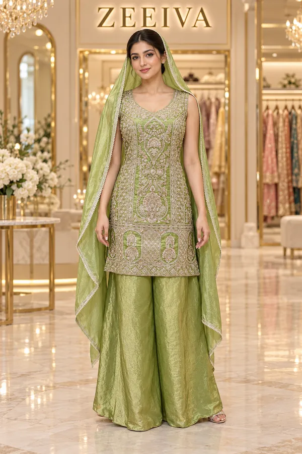 Green_Embroidered_Kurta_Sharara_Set_For_Women