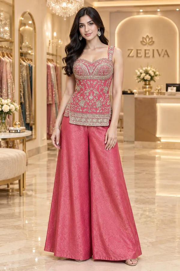 Pink_Embellished_Peplum_Palazzo_Set_for_Women
