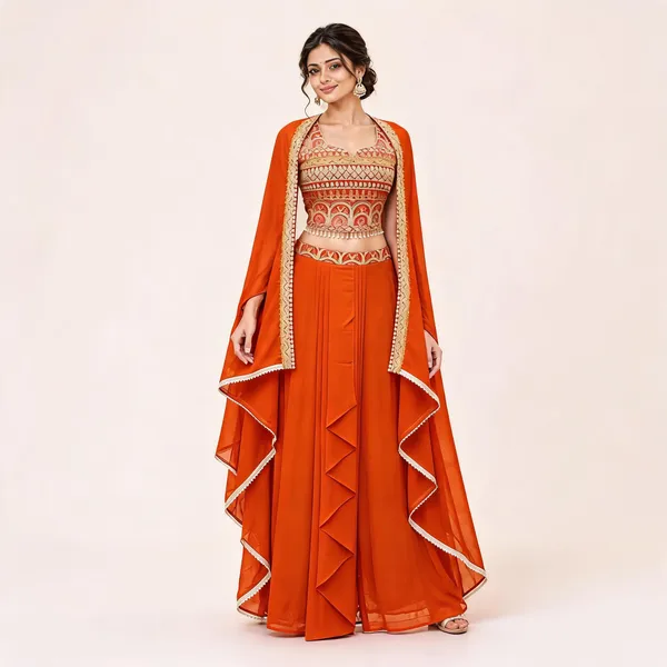 Orange_Georgette_Lehenga_Set_For_Women