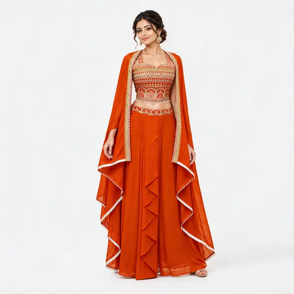Orange_Georgette_Lehenga_Set_For_Women