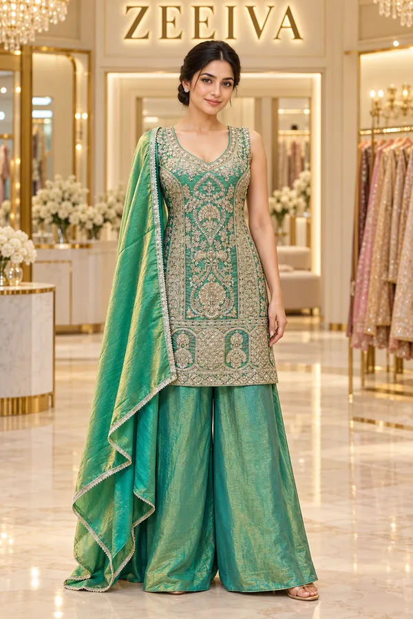 Green_Embroidered_Three_Piece_Suit_Set_for_Women