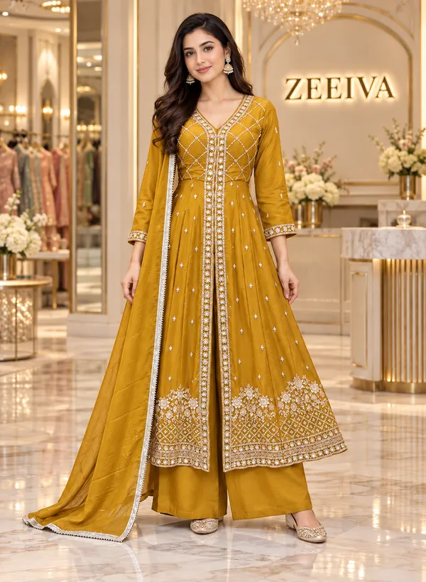 Mustard_Embroidered_Anarkali_Suit_Set_for_Women
