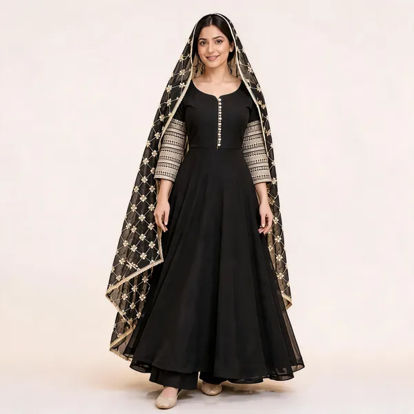 Black_Georgette_Anarkali_Suit_Set_For_Women