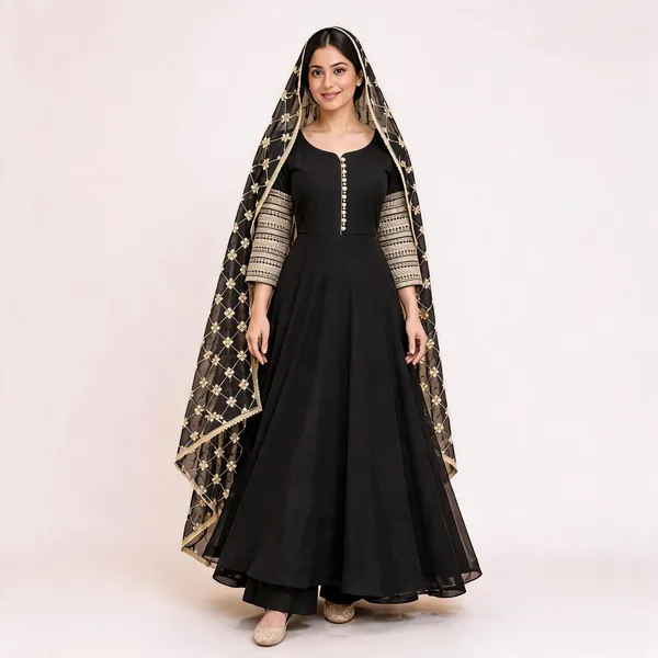 Black_Georgette_Anarkali_Suit_Set_For_Women