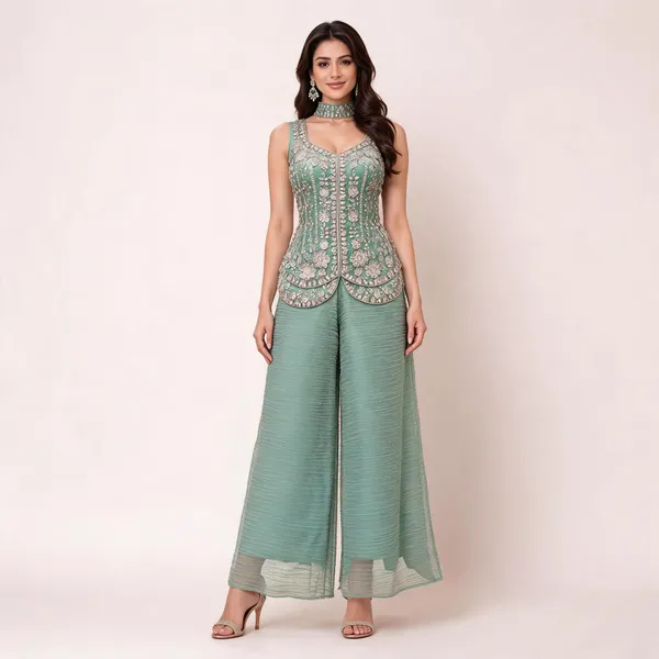 Mint_Green_Salsa_Crush_Peplum_Palazzo_Set_For_Women