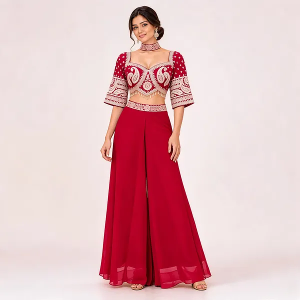 Magenta_Georgette_Sharara_Set_For_Women