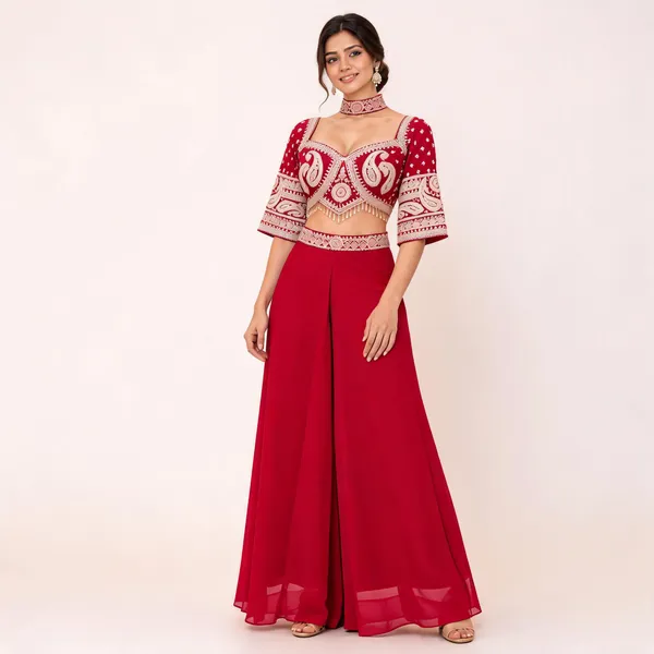 Magenta_Georgette_Sharara_Set_For_Women