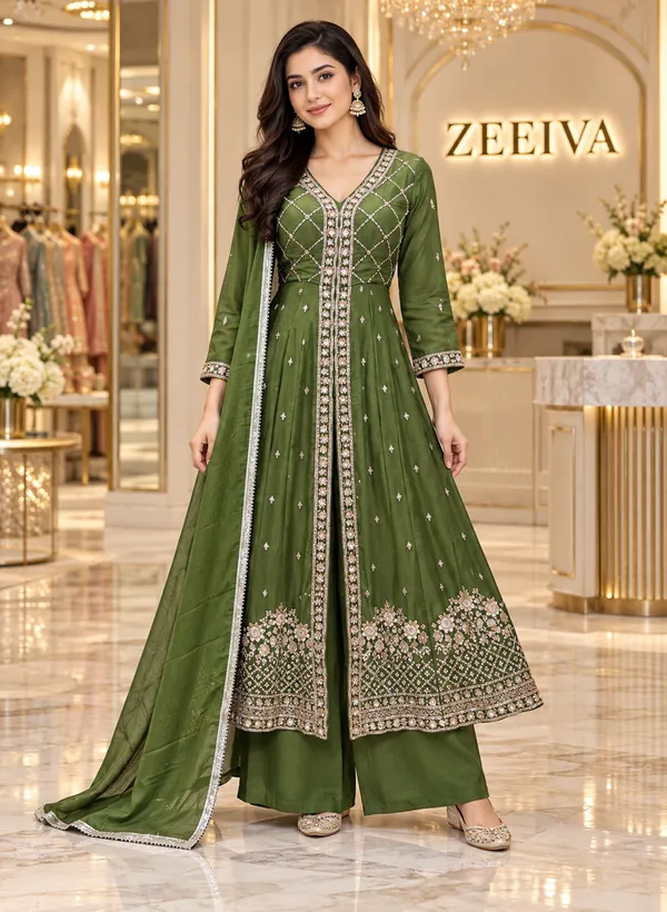 Green_Embroidered_Anarkali_Suit_Set_For_Women