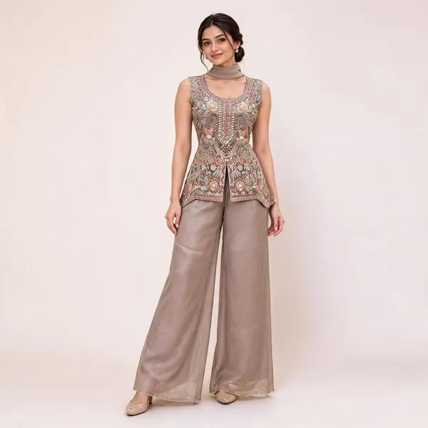 Beige_Gabana_Kurta_Palazzo_Set_For_Women