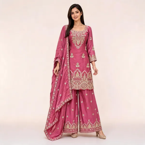 Pink_Chinon_Straight_Kurta_Set_For_Women