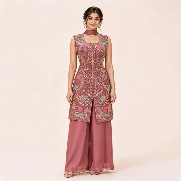 Mauve_Star_Georgette_Kurta_Palazzo_Set_For_Women