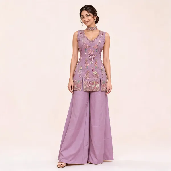 Lavender_Fendi_Kurta_Palazzo_Set_For_Women