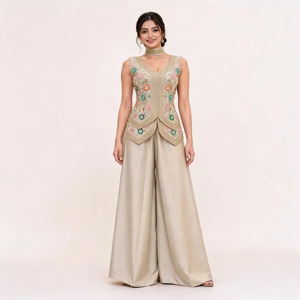 Beige_Rangoli_Peplum_Palazzo_Set_For_Women