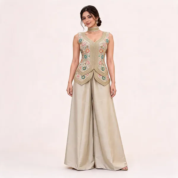 Beige_Rangoli_Peplum_Palazzo_Set_For_Women