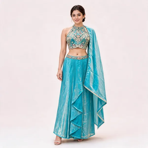 Turquoise_Fendi_Lehenga_Choli_Set_For_Women
