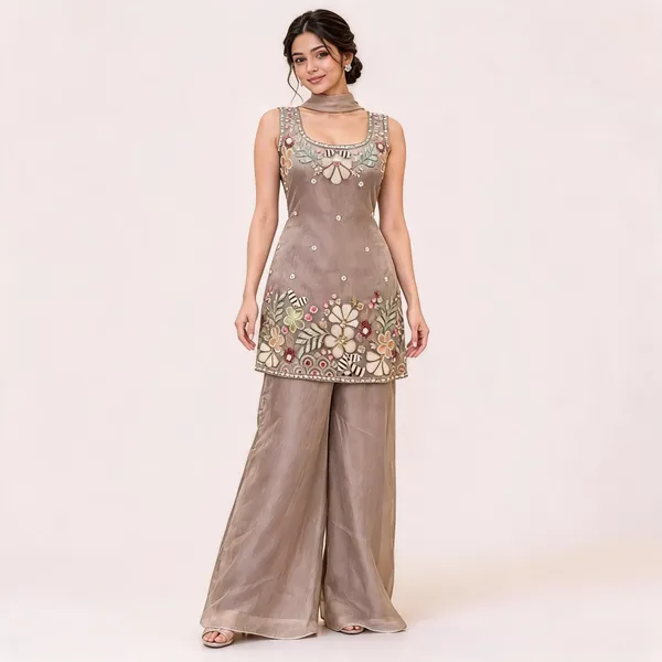 Taupe_Gabana_Straight_Kurta_Set_For_Women