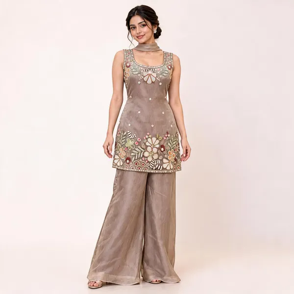 Taupe_Gabana_Straight_Kurta_Set_For_Women