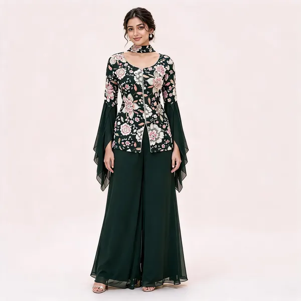 Green_Georgette_Palazzo_Suit_Set_For_Women