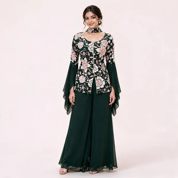 Green_Georgette_Palazzo_Suit_Set_For_Women