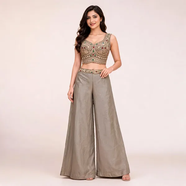 Beige_Fendi_Crop_Top_Palazzo_Set_For_Women