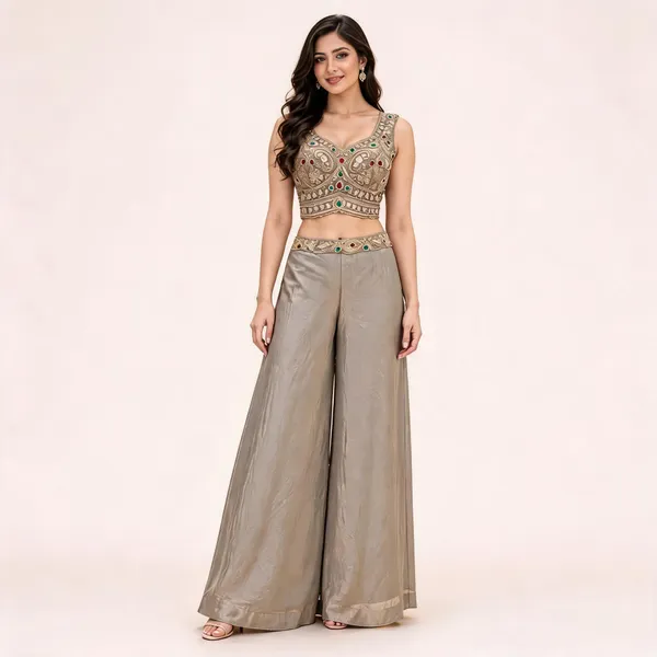 Beige_Fendi_Crop_Top_Palazzo_Set_For_Women