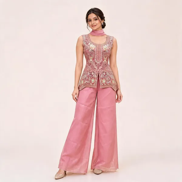 Pink_Gabana_Kurta_Set_For_Women