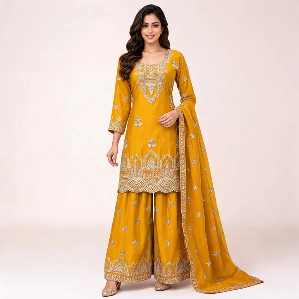 Mustard_Yellow__Chinon_Straight_Suit_Set_For_Women