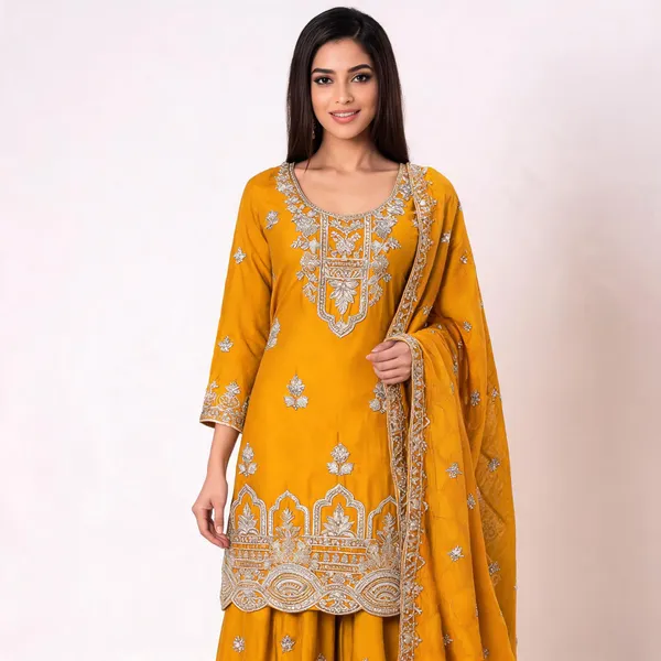 Mustard_Yellow__Chinon_Straight_Suit_Set_For_Women