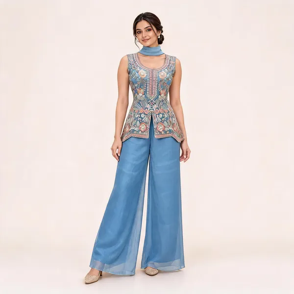 Blue_Gabana_Kurta_Palazzo_Set_For_Women