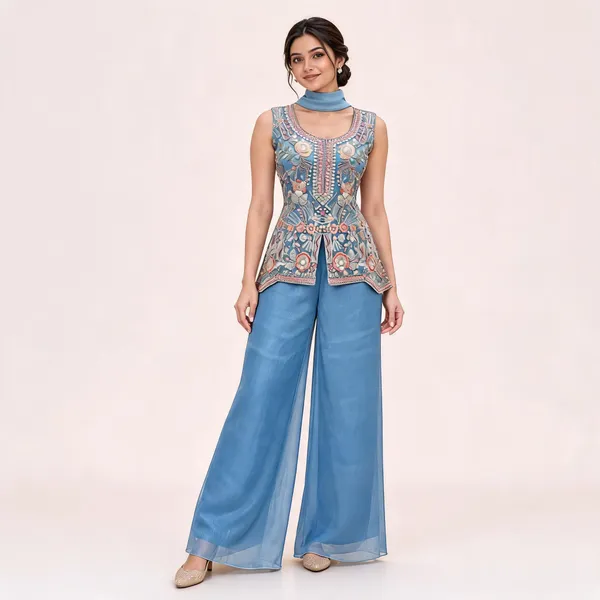 Blue_Gabana_Kurta_Palazzo_Set_For_Women