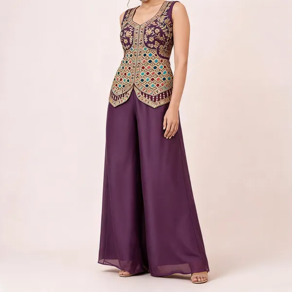 Purple_Star_Georgette_Palazzo_Set_For_Women