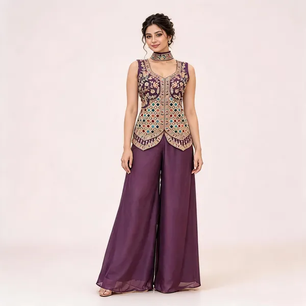 Purple_Star_Georgette_Palazzo_Set_For_Women