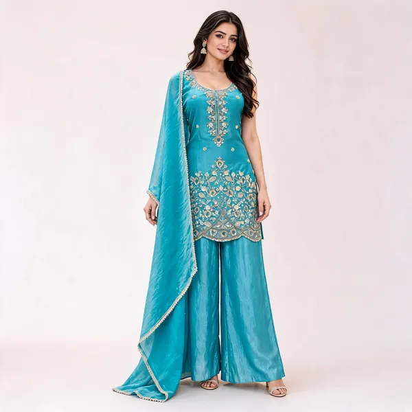 Turquoise_Fendi_Kurta_Set_For_Women