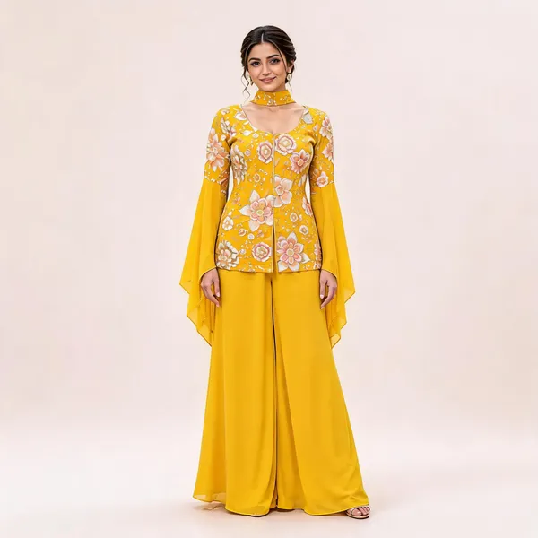 Yellow_Georgette_Sharara_Set_For_Women