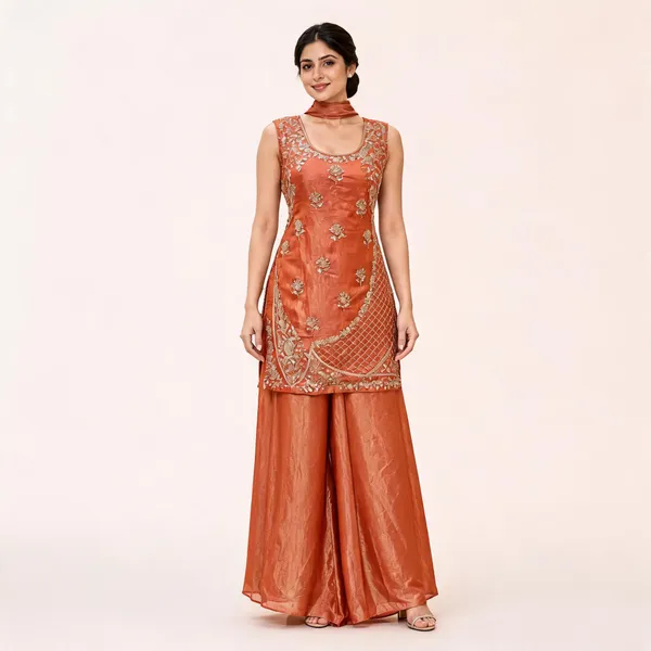 Rust_Fendi_Kurta_Set_For_Women