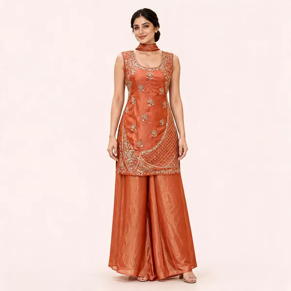 Rust_Fendi_Kurta_Set_For_Women