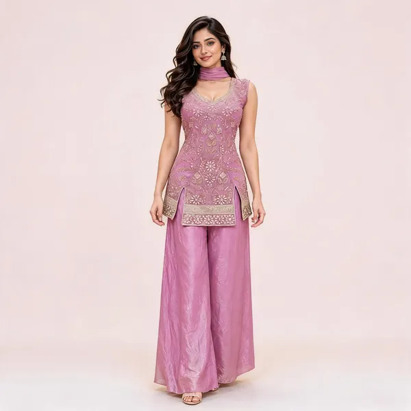 Pink_Fendi_Kurta_Palazzo_Set_For_Women