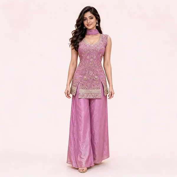 Pink_Fendi_Kurta_Palazzo_Set_For_Women